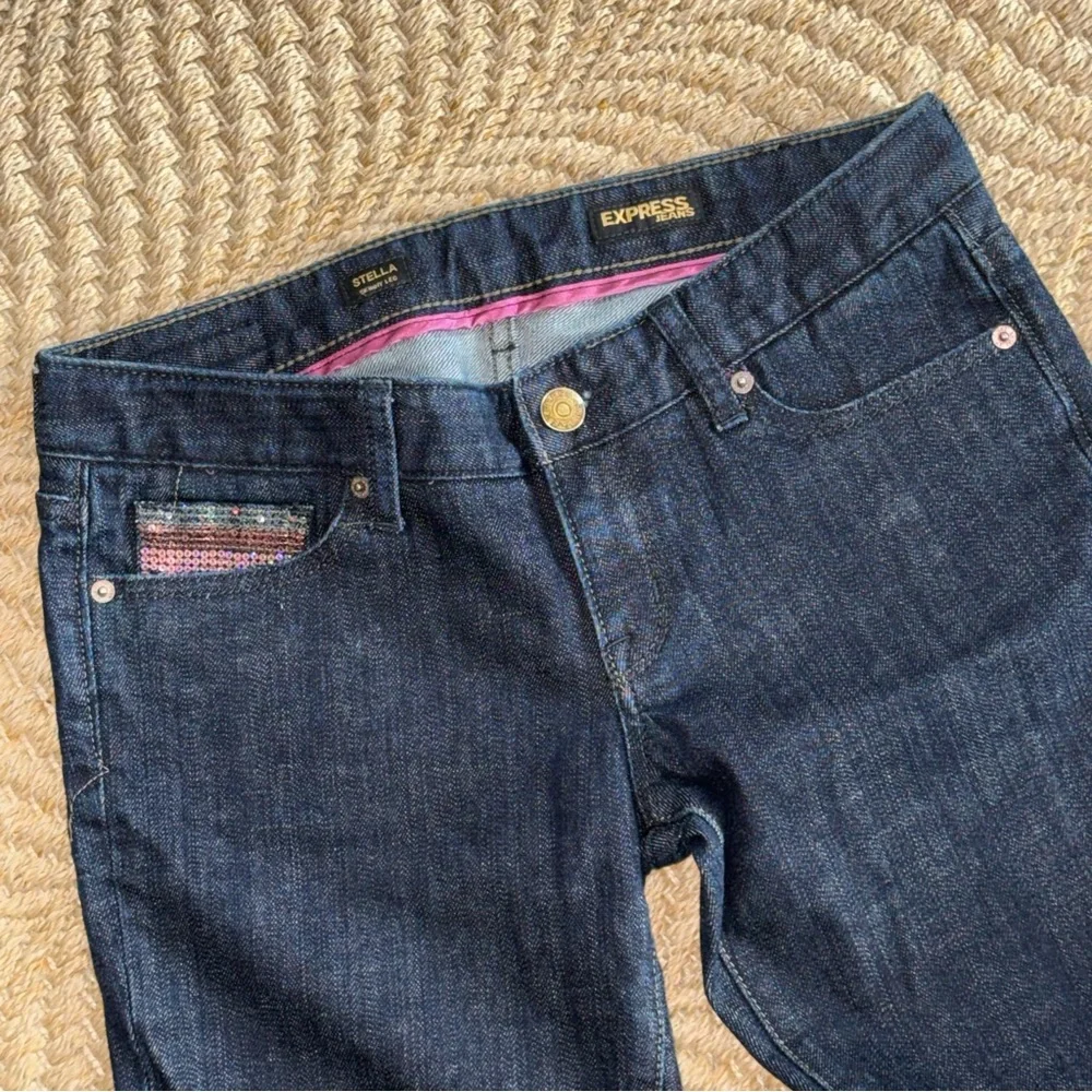 Women’s 6 Express Dark Indigo Jeans with Sparkling Pocket Stella Pants Straight